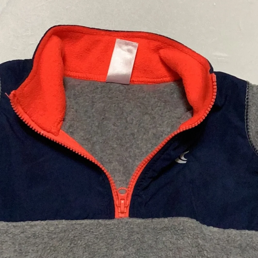 Carter’s‎ Grey Navy Bright Orange  1/2 Zip Fleece Pullover Top Jacket Shirt 18 M